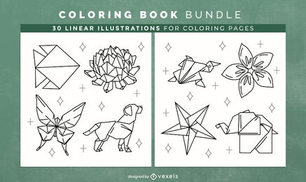 Diseño de páginas de libro para colorear de origami