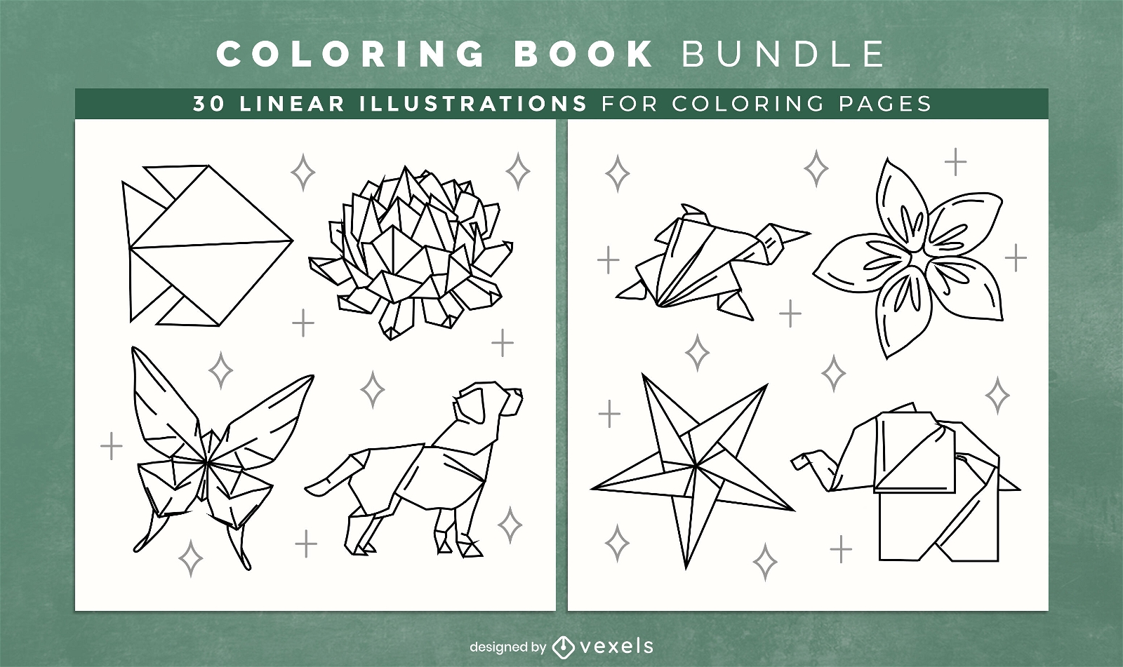 Origami coloring book pages design