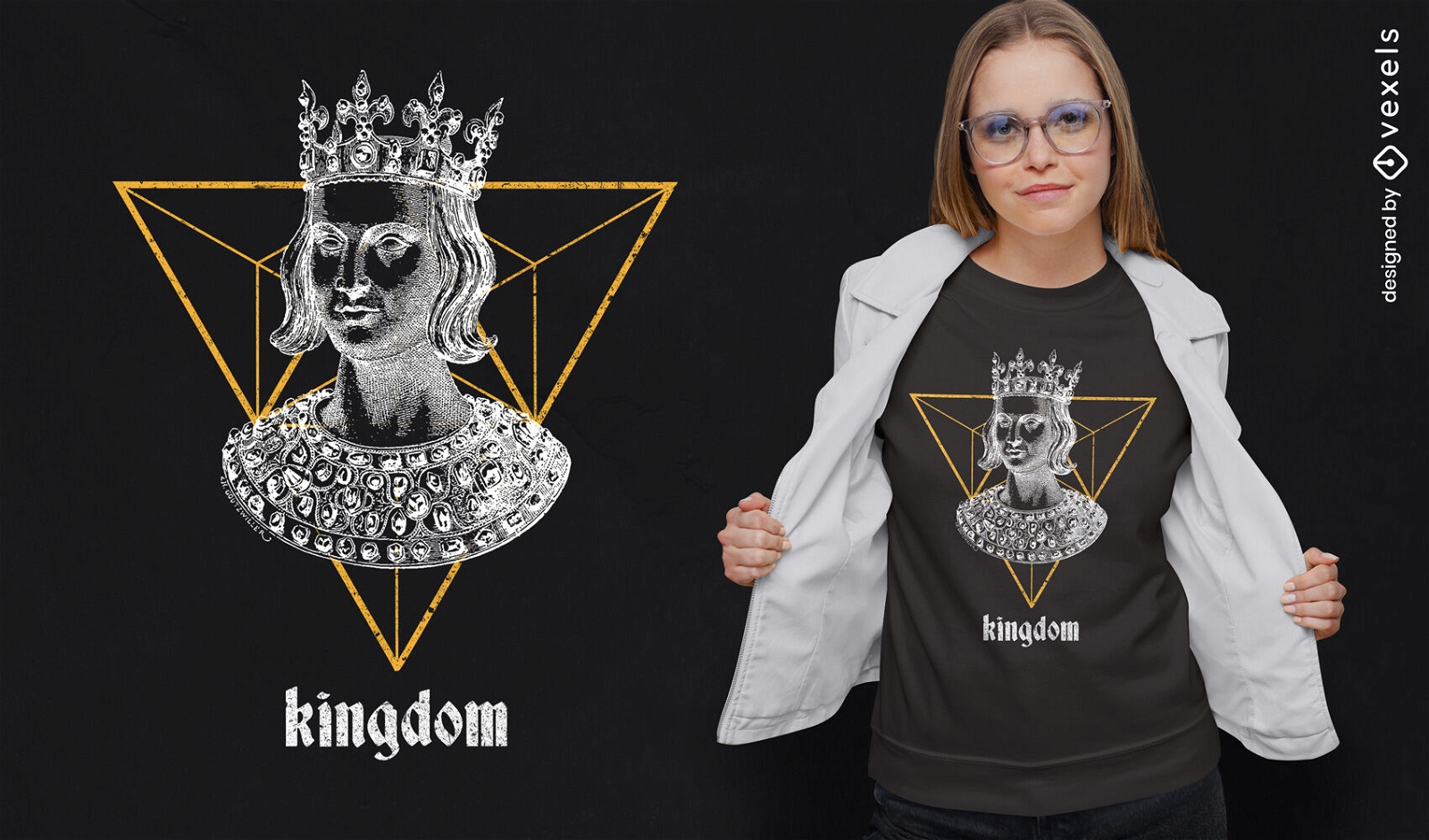 Queen statue geometric t-shirt psd