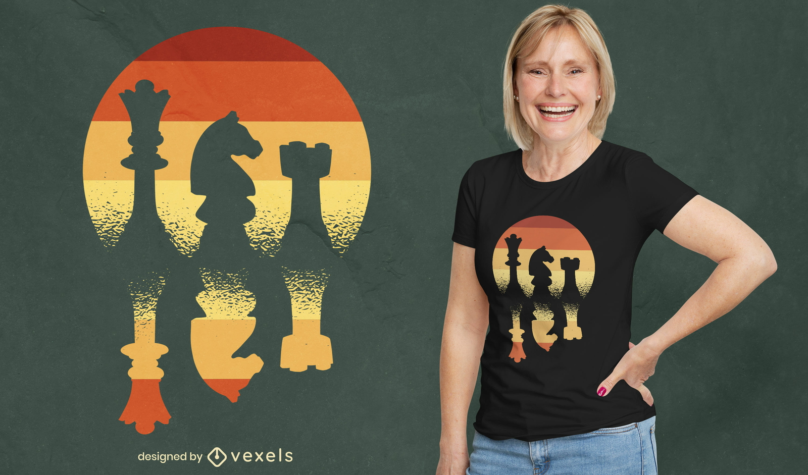 Vintage chess pieces t-shirt design