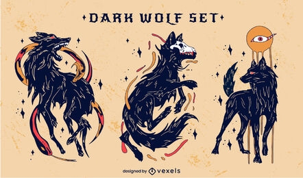Conjunto de caracteres do lobo escuro