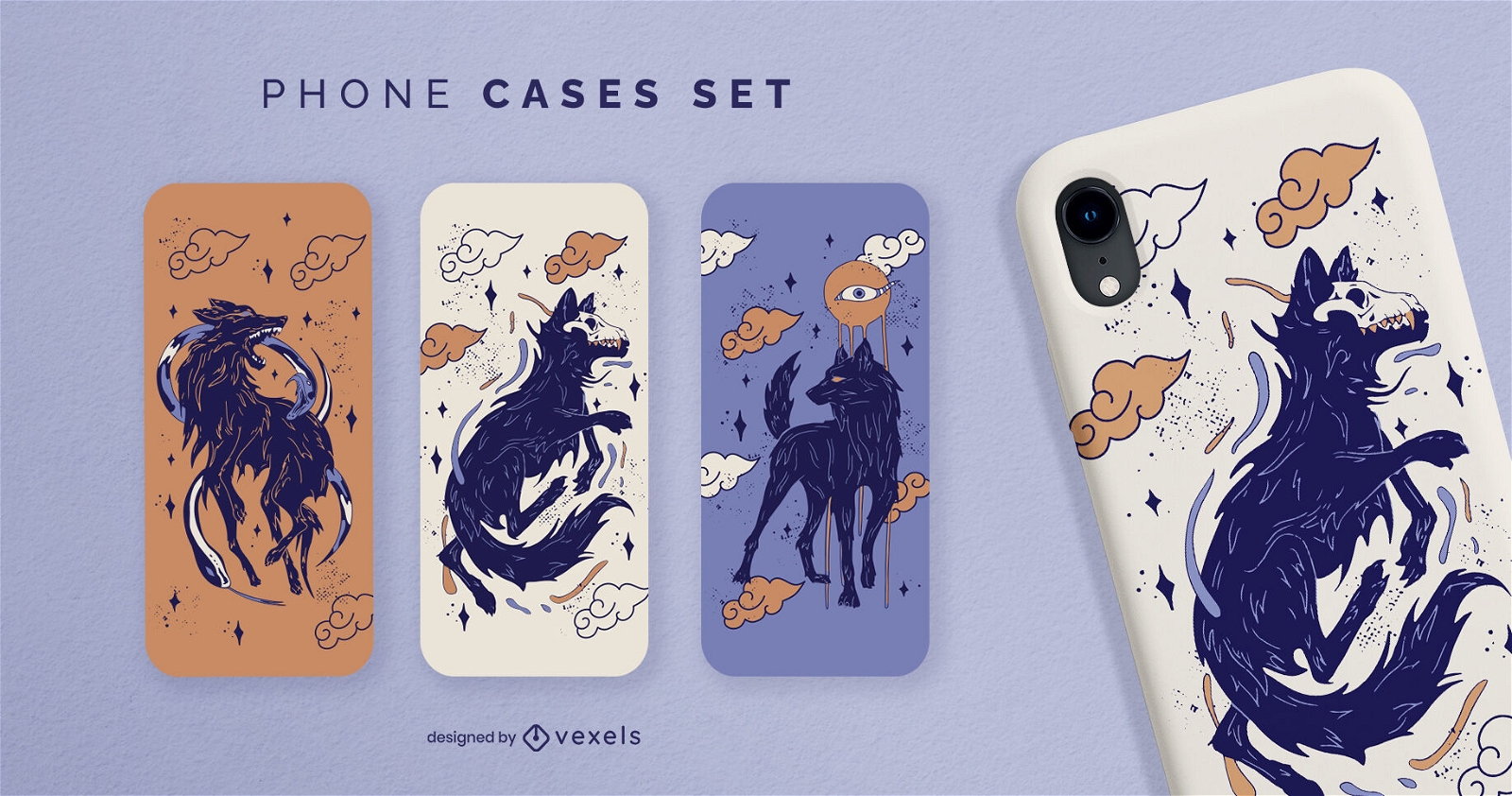 Dark wolves phone cases set