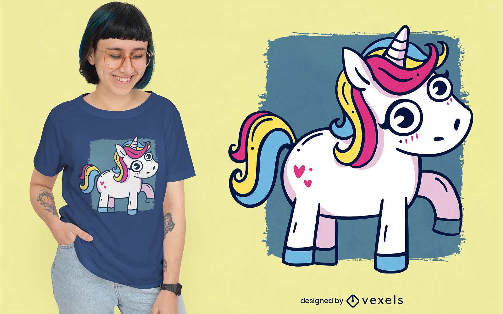 Cartoon unicorn creature t-shirt design
