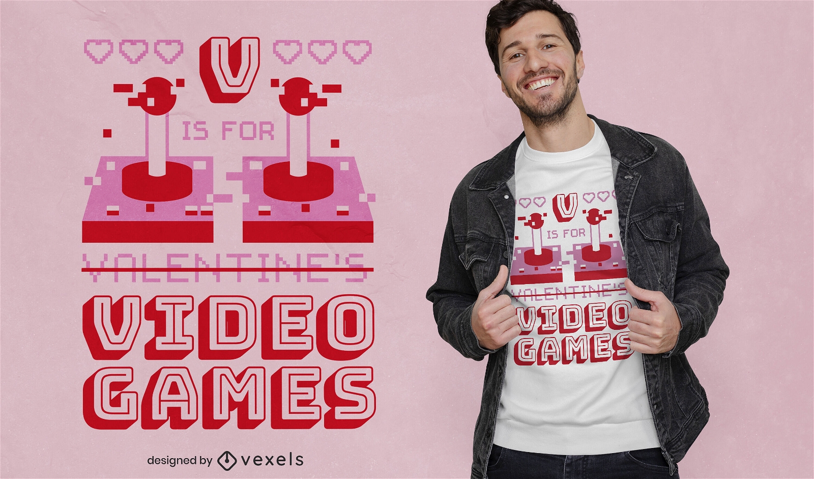Valentinstag-Gaming-T-Shirt-Design