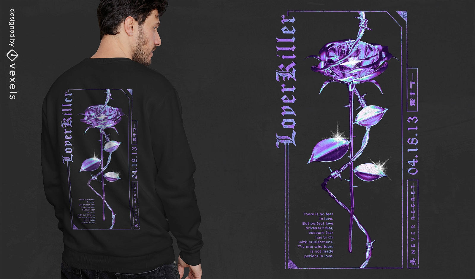 Shiny rose psd t-shirt design