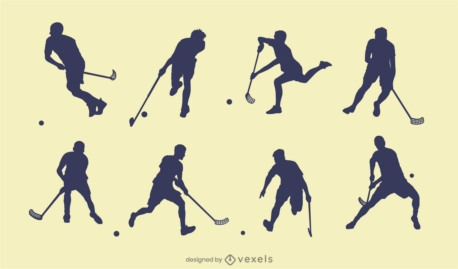 Hockeyspieler-Silhouette-Set