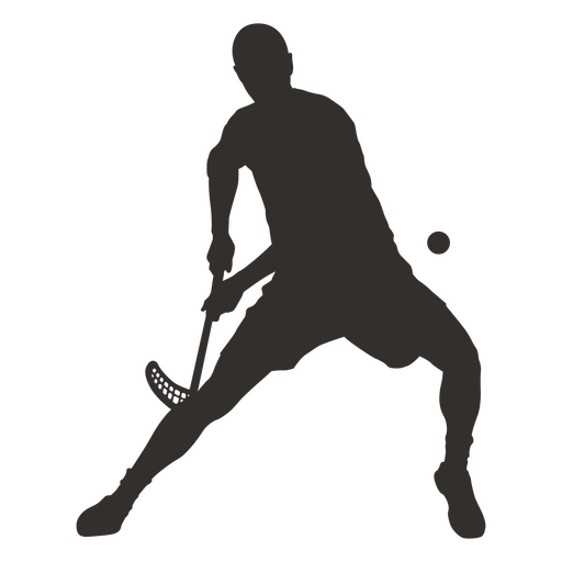 Silhouette of a man playing lacrosse PNG Design