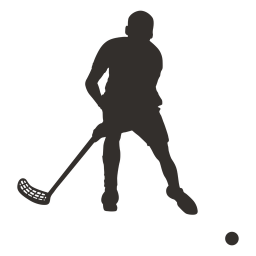 ?Jugador de hockey con la silueta de la pelota hacia abajo