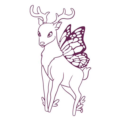 Elegant fairy deer stroke PNG Design