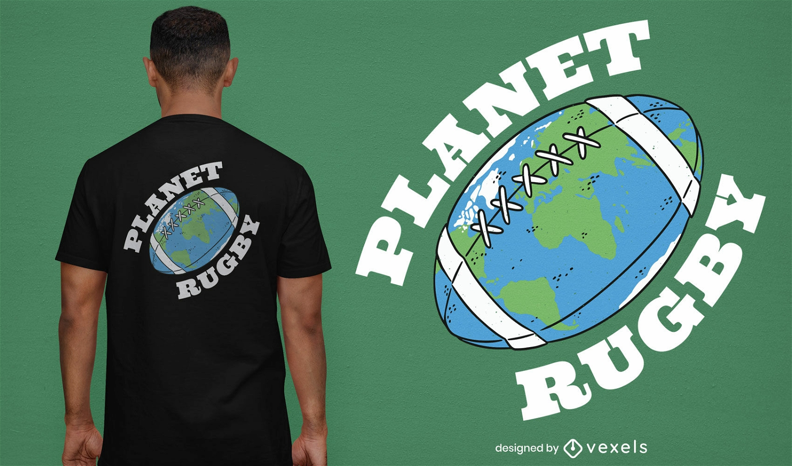 Design de camiseta de rugby do planeta