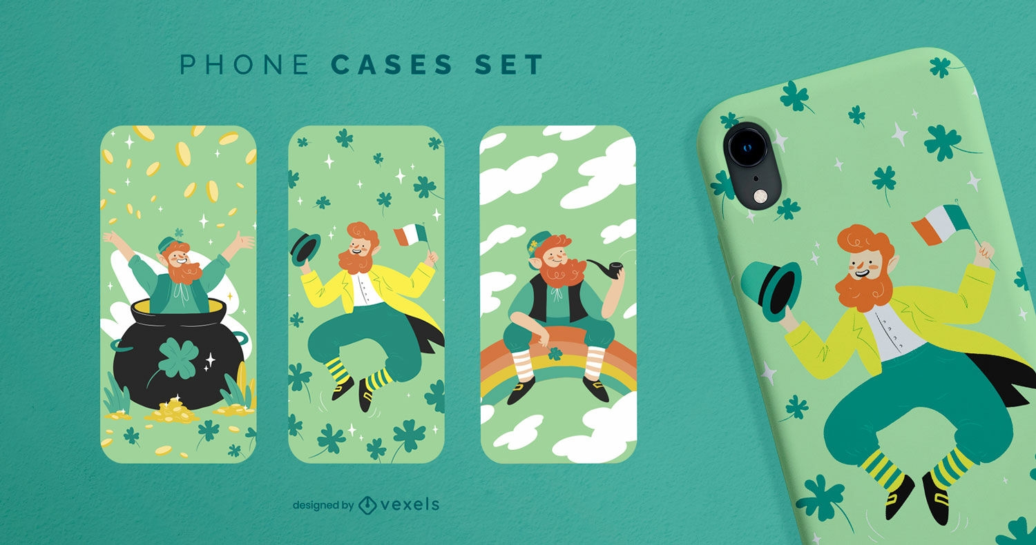 St Patrick's Day characters phone cases set