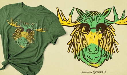 Rasta hair moose t-shirt design