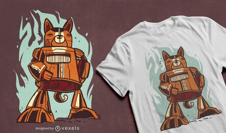 Dog robot character t-shirt design