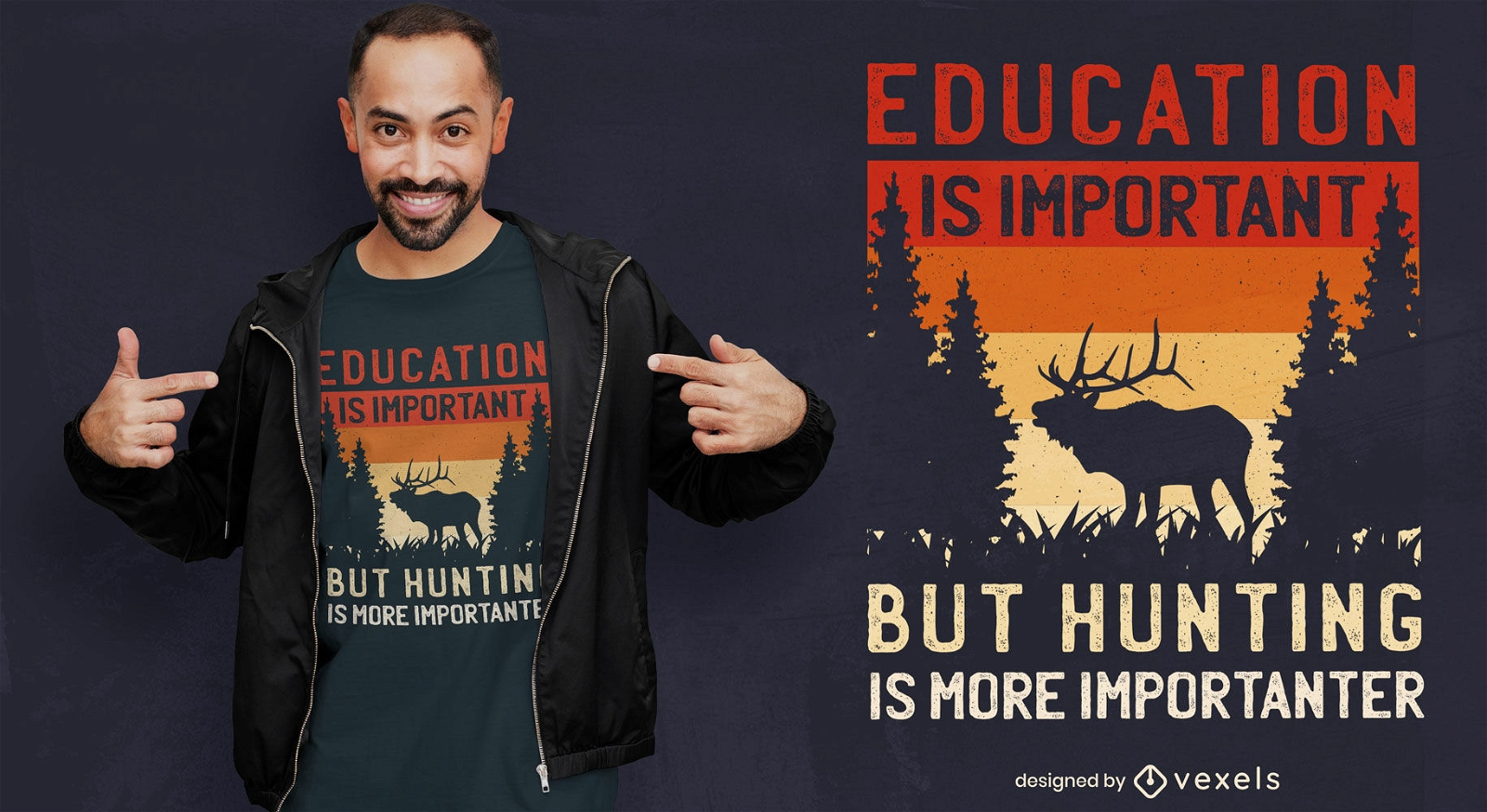 A caça é um design de camiseta mais importante