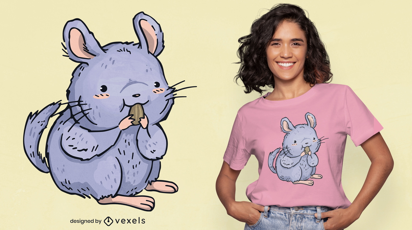 Linda chinchilla comiendo diseño de camiseta