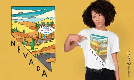 Design de camiseta com paisagem do estado de Nevada