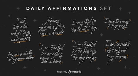 Daily affirmations lettering set