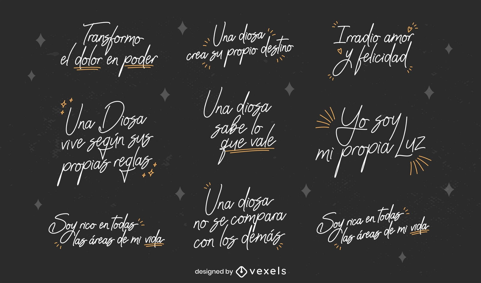 Spanish affirmations quotes set
