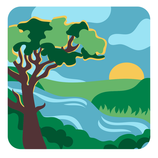 Paisaje de la naturaleza del río Diseño PNG