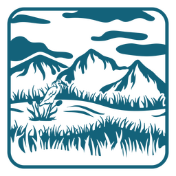Quadratische duotone Landschaft der Berge PNG-Design