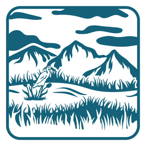 Quadratische duotone Landschaft der Berge PNG-Design