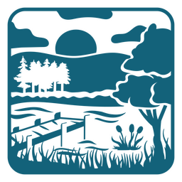 Dock-Landschaft-Duoton PNG-Design