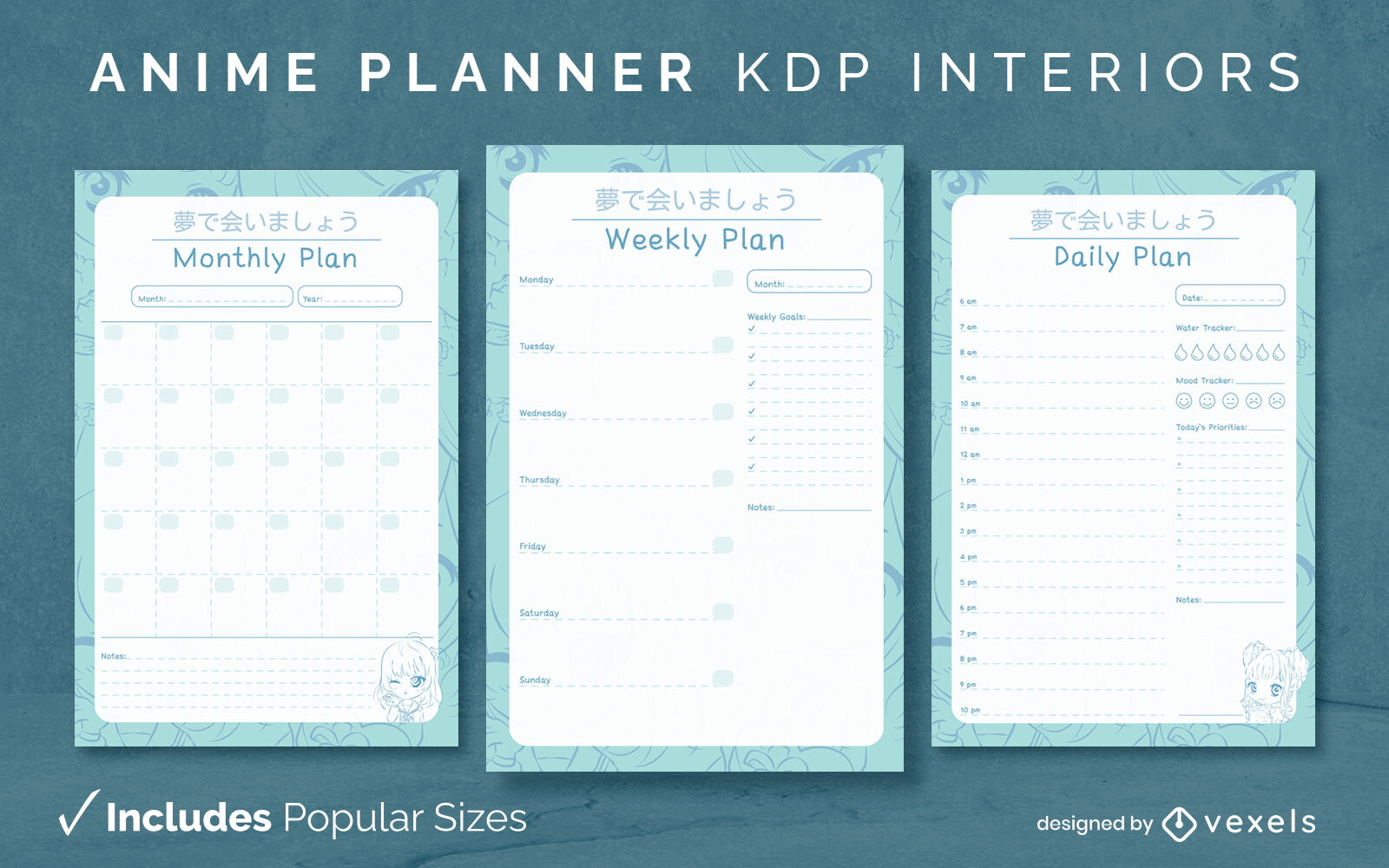 Anime-Planer-Journal-Vorlage KDP-Innenarchitektur