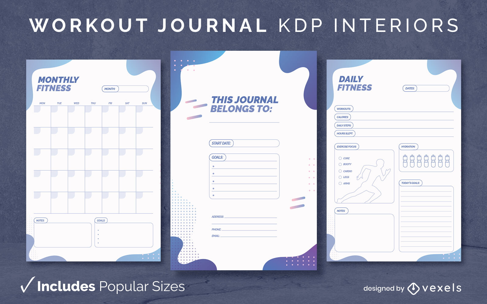 Plantilla de diario de entrenamiento KDP diseño de interiores