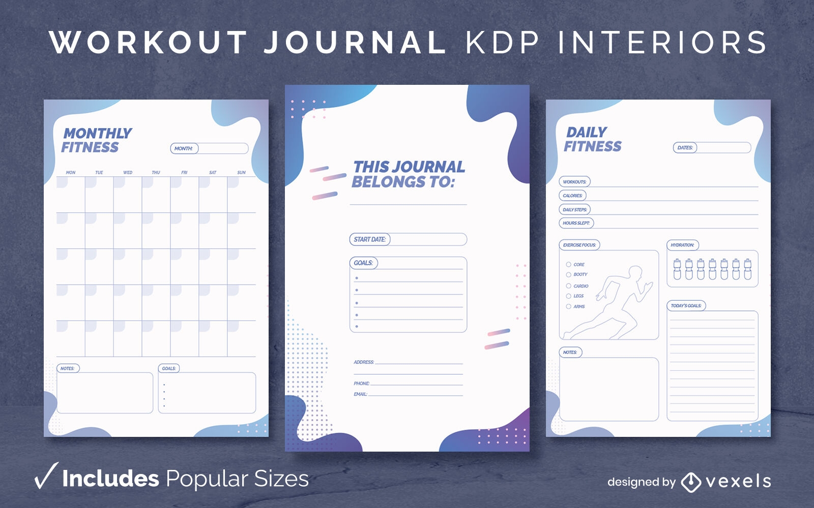 Workout journal template KDP interior design