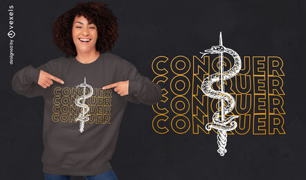 Snake and sword psd t-shirt design
