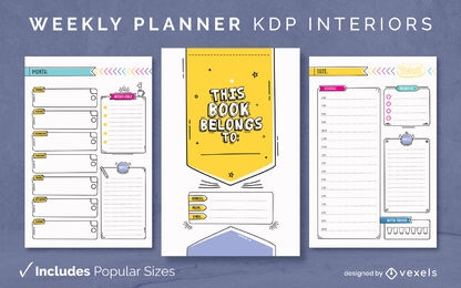 Planificador semanal de garabatos Diseño de diario Modelo KDP