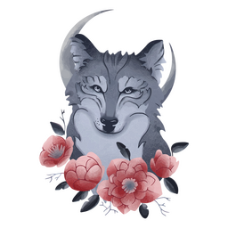 Mystischer Mondwolf PNG-Design