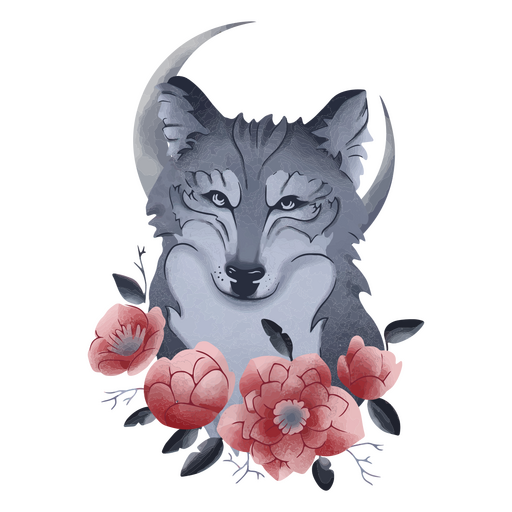 Lobo místico de la luna Diseño PNG