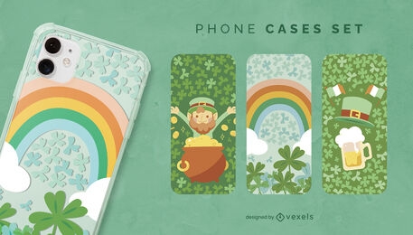 Rainbow and Leprechauns phone cases set