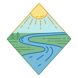 River landscape diamond PNG Design