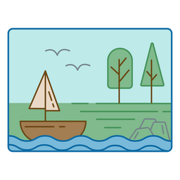 Sailing boat landscape PNG Design Transparent PNG