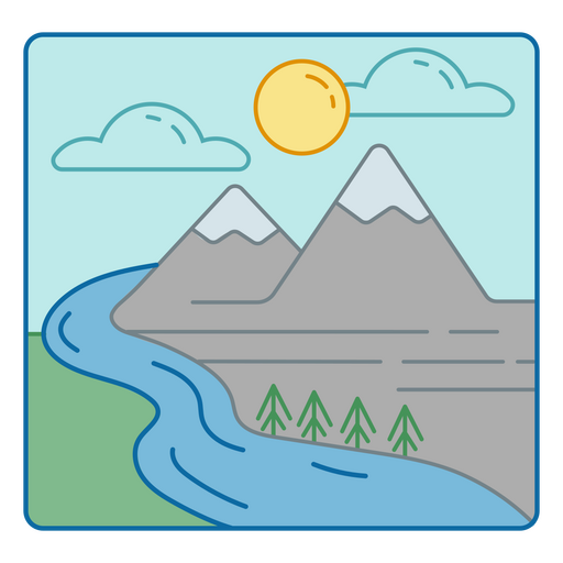 Mountains landscape and river PNG Design