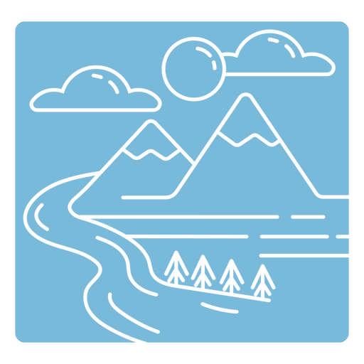 Paisagem de montanhas e rio duotone Desenho PNG