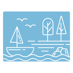 Sailing boat landscape duotone PNG Design Transparent PNG