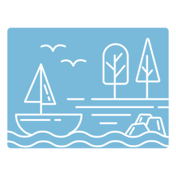 Velero paisaje duotono Diseño PNG