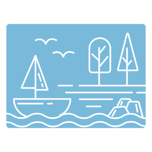 Sailing boat landscape duotone PNG Design