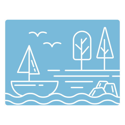 Velero paisaje duotono Diseño PNG