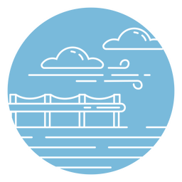 Muelle círculo paisaje duotono Diseño PNG