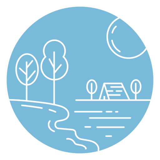 Cabine na paisagem do lago duotone Desenho PNG