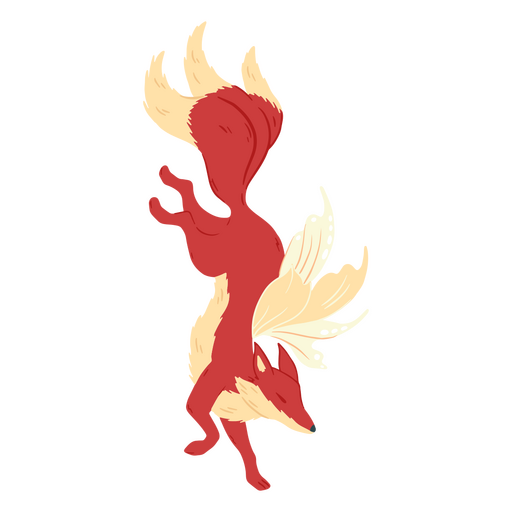 Red fox with wings falling PNG Design