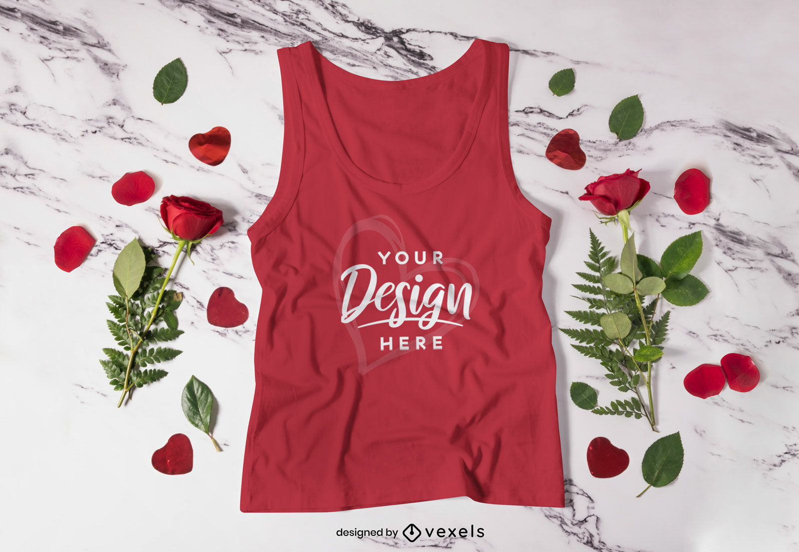 Rosen und Blätter Natur Tank Top Mockup