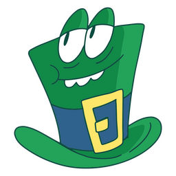 Sombrero verde con carácter de ojos. Diseño PNG