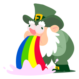 Leprechaun character throwing up PNG Design