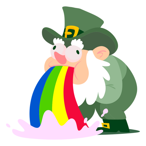 Leprechaun character throwing up PNG Design