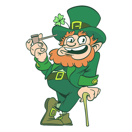 Leprechaun character smoking PNG Design